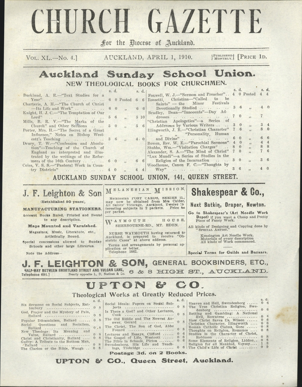 Church Gazette, Auckland: April 1910