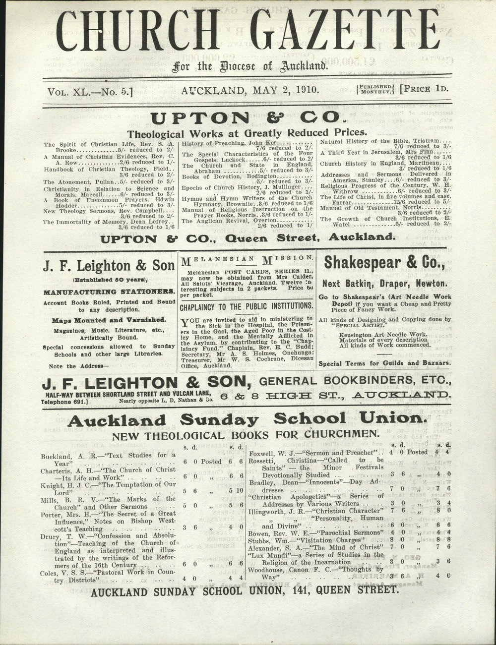 Church Gazette, Auckland: May 1910