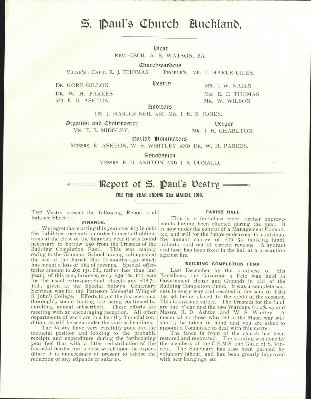 Church Gazette, Auckland: May 1910 Supplement