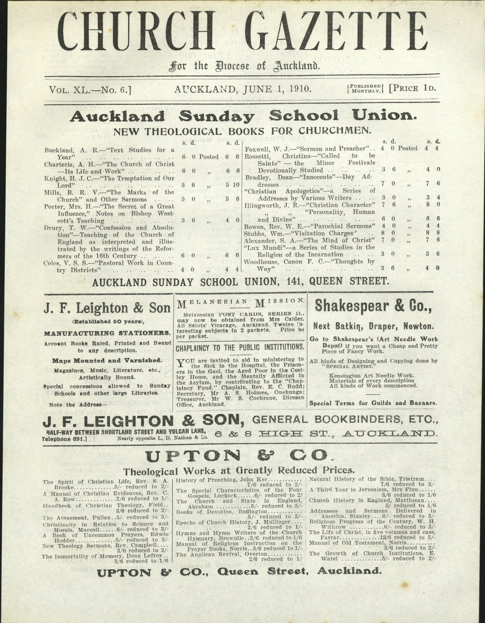Church Gazette, Auckland: June 1910