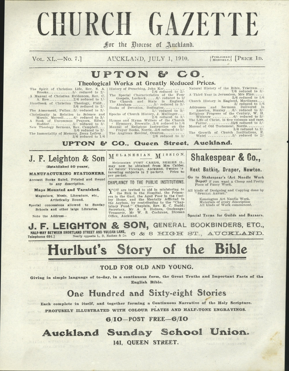 Church Gazette, Auckland: July 1910