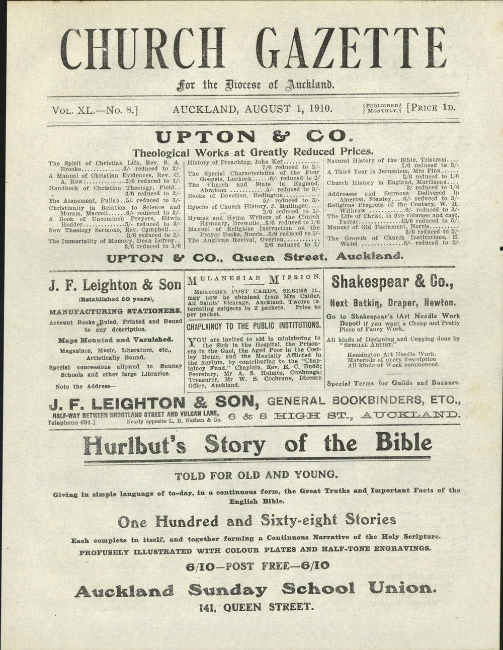 Church Gazette, Auckland: August 1910