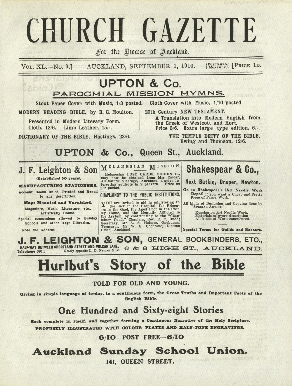 Church Gazette, Auckland: September 1910