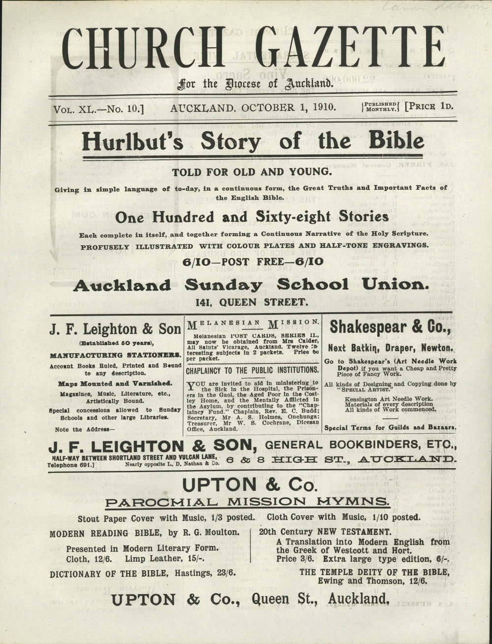 Church Gazette, Auckland: October 1910