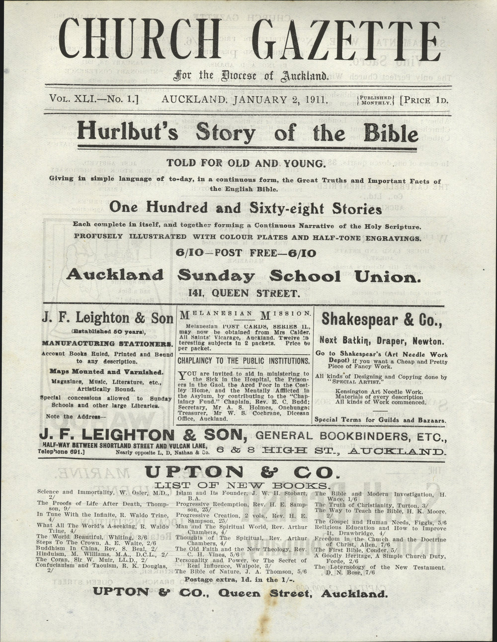 Church Gazette, Auckland: January 1911