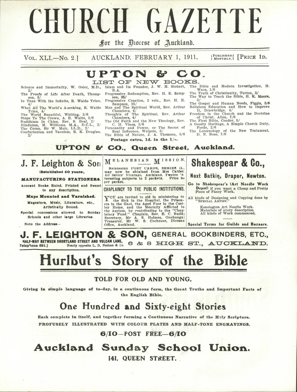 Church Gazette, Auckland: February 1911