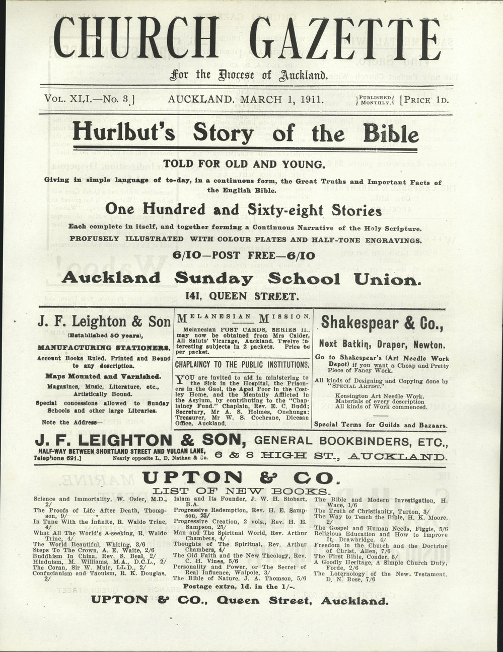 Church Gazette, Auckland: March 1911