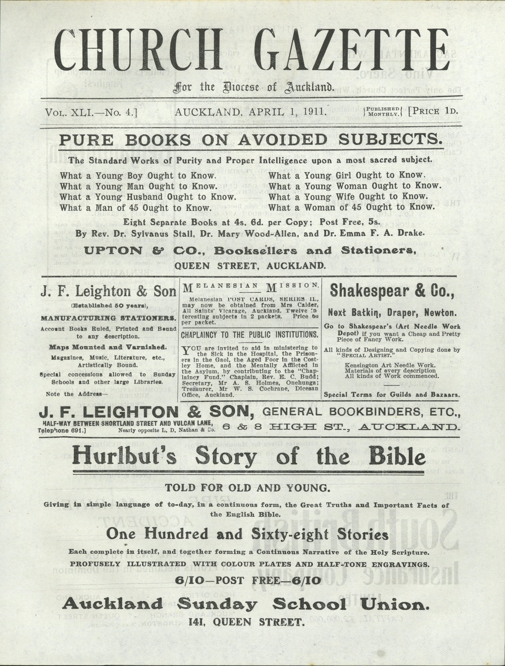 Church Gazette, Auckland: April 1911