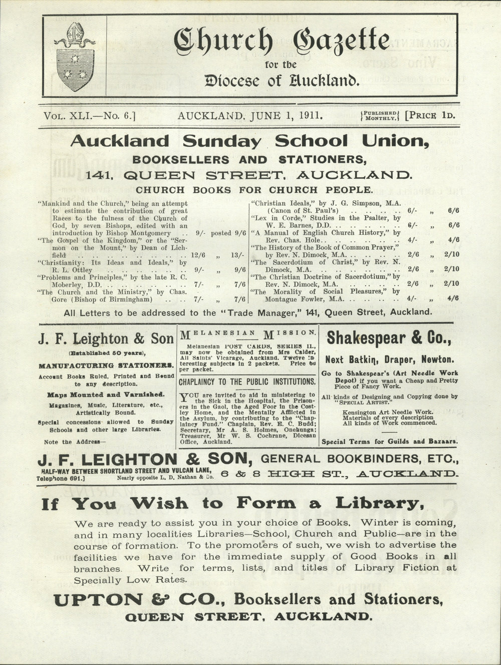 Church Gazette, Auckland: June 1911