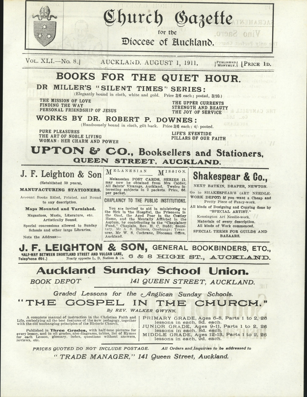 Church Gazette, Auckland: August 1911