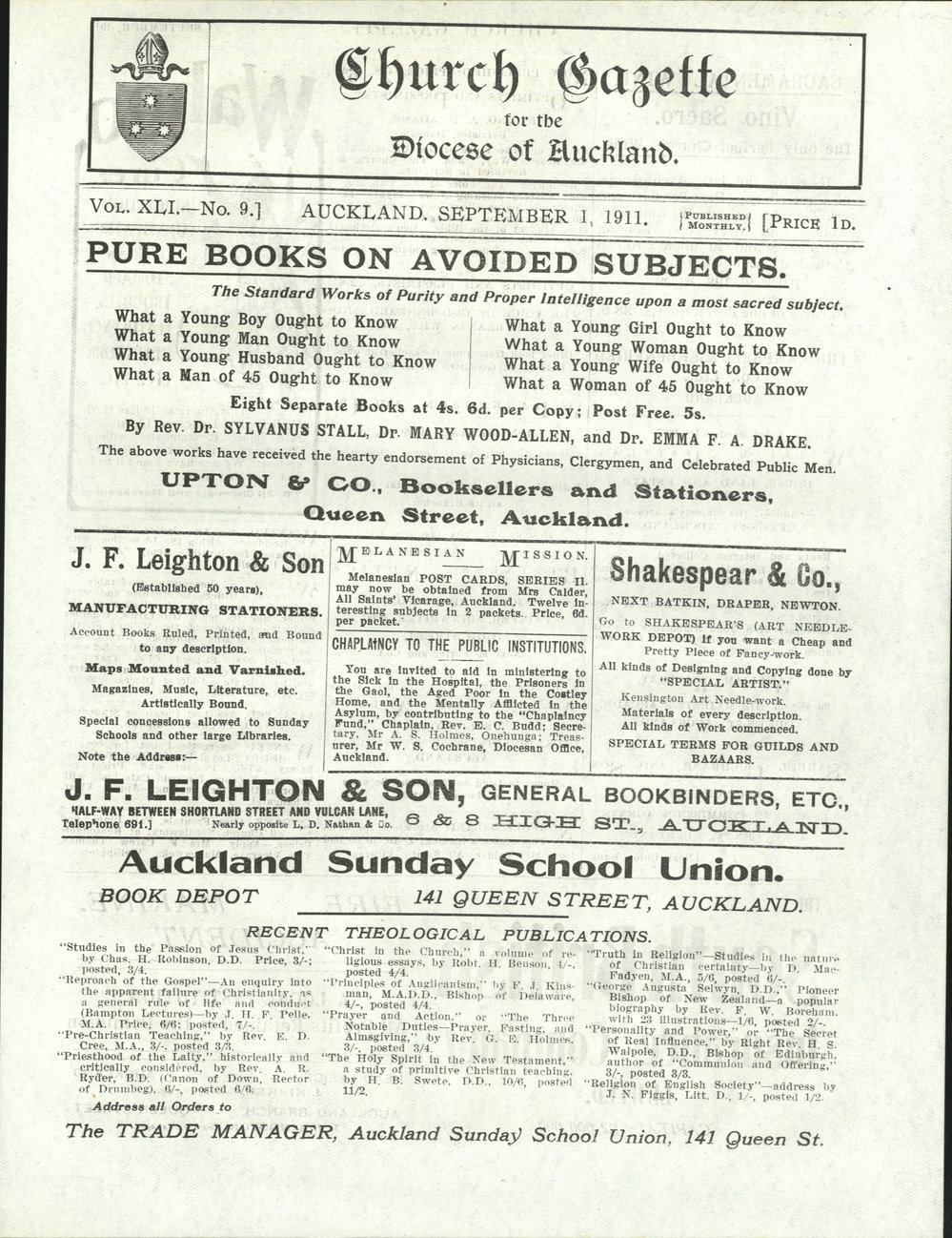 Church Gazette, Auckland: September 1911