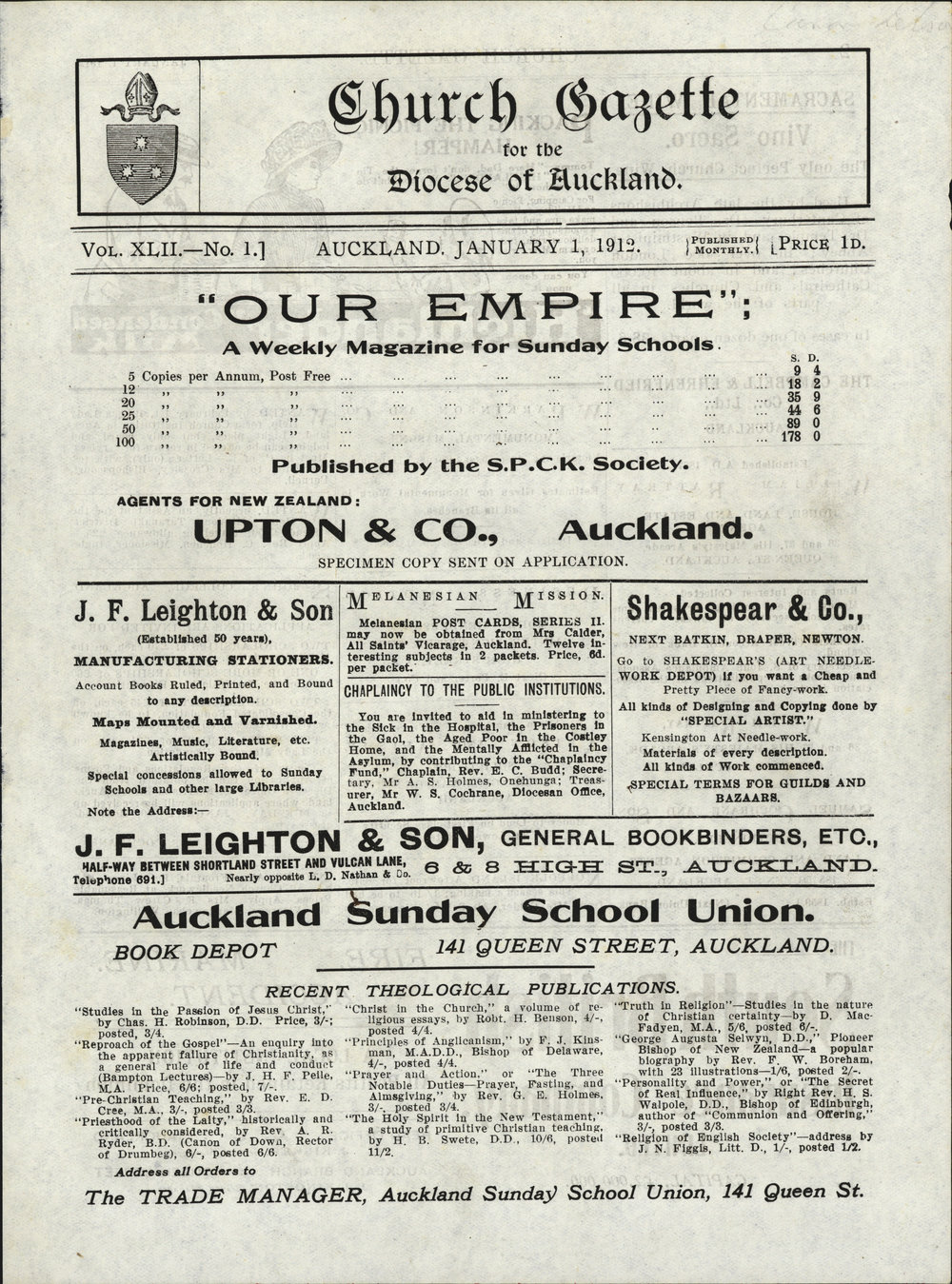 Church Gazette, Auckland: January 1912