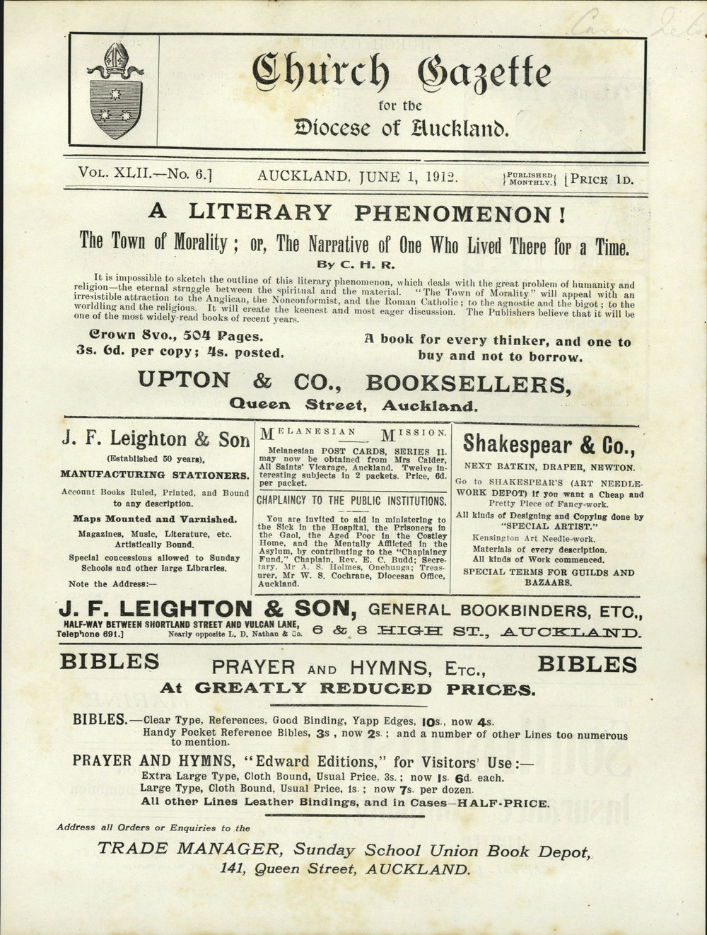 Church Gazette, Auckland: June 1912