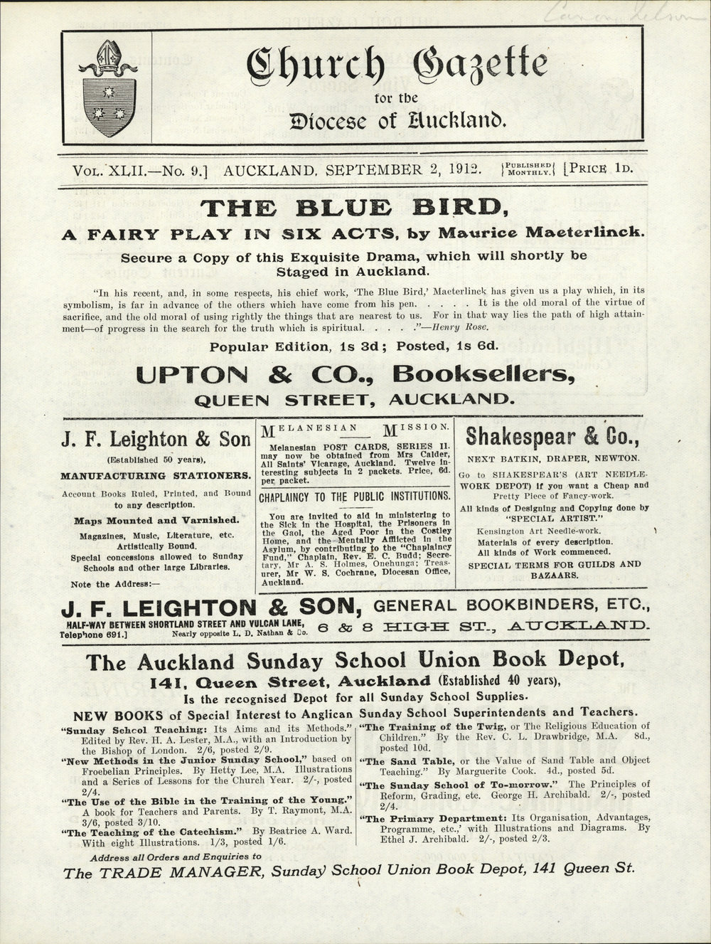 Church Gazette, Auckland: September 1912
