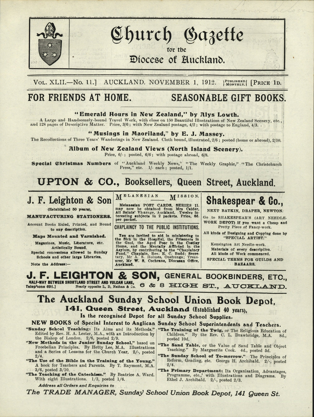 Church Gazette, Auckland: November 1912