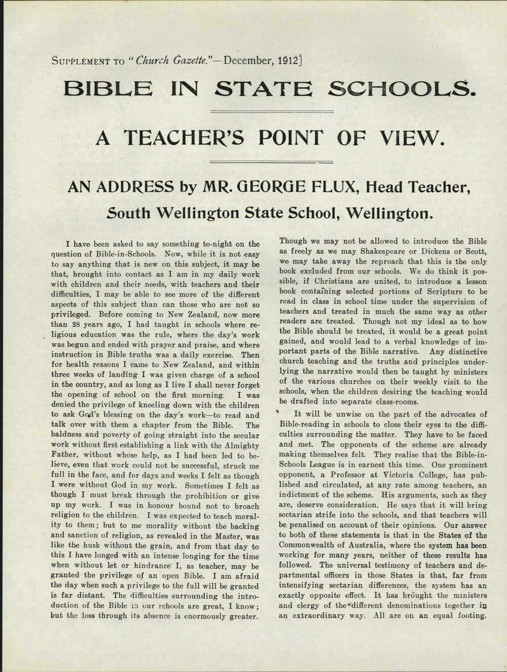 Church Gazette, Auckland: December 1912 Supplement