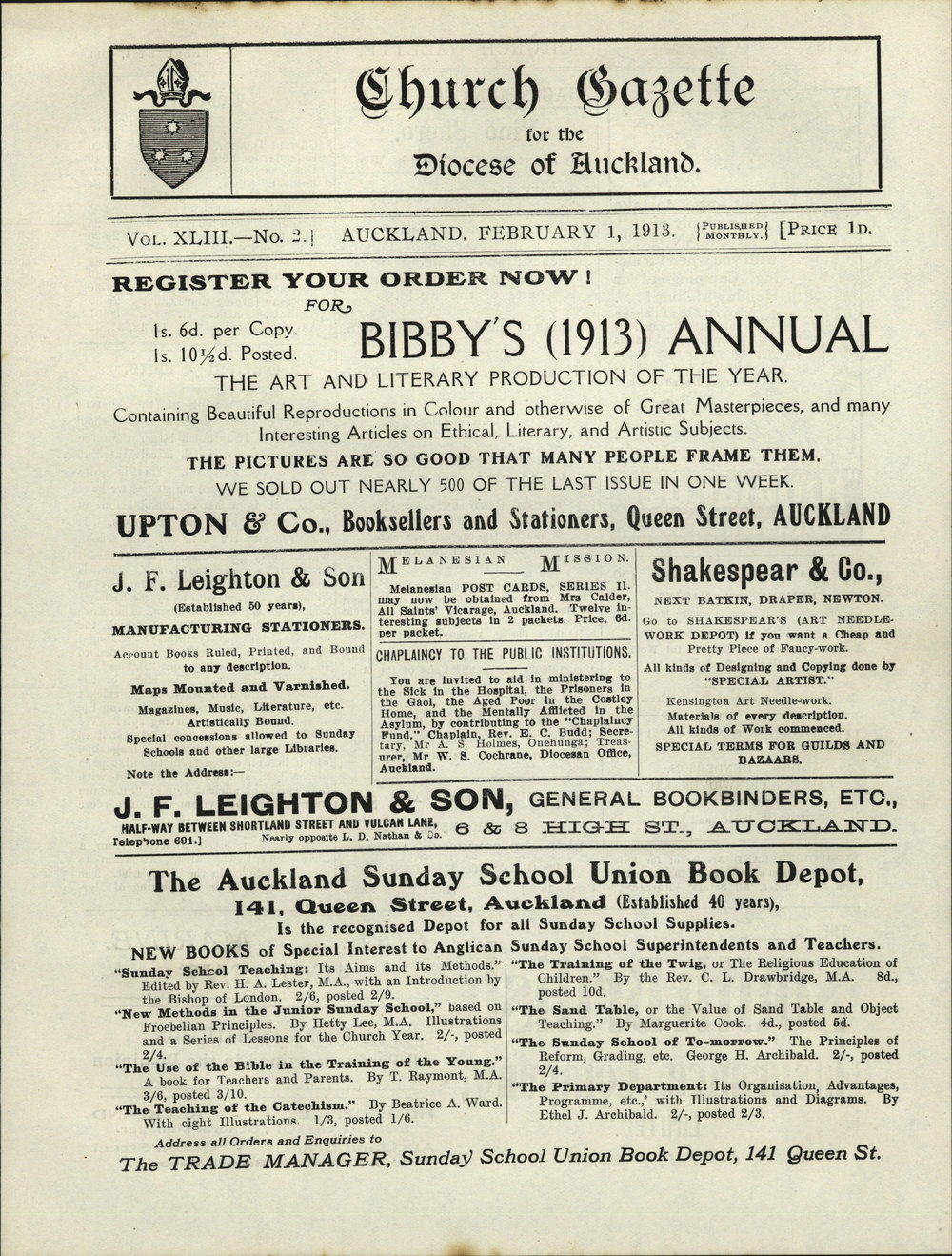 Church Gazette, Auckland: February 1913