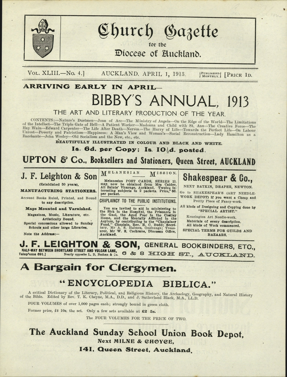 Church Gazette, Auckland: April 1913