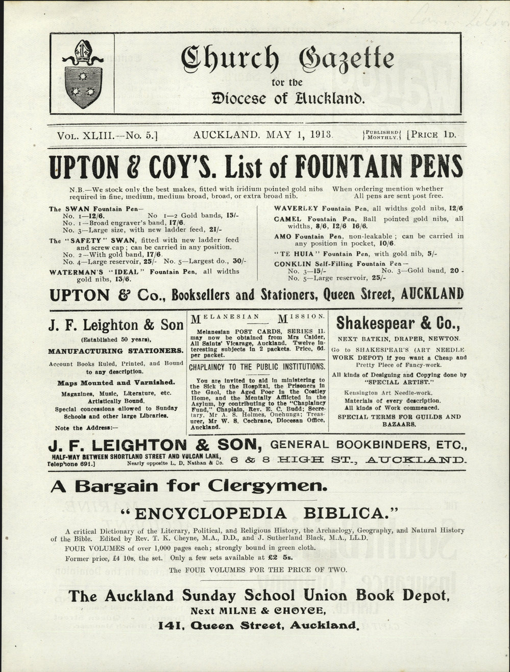 Church Gazette, Auckland: May 1913