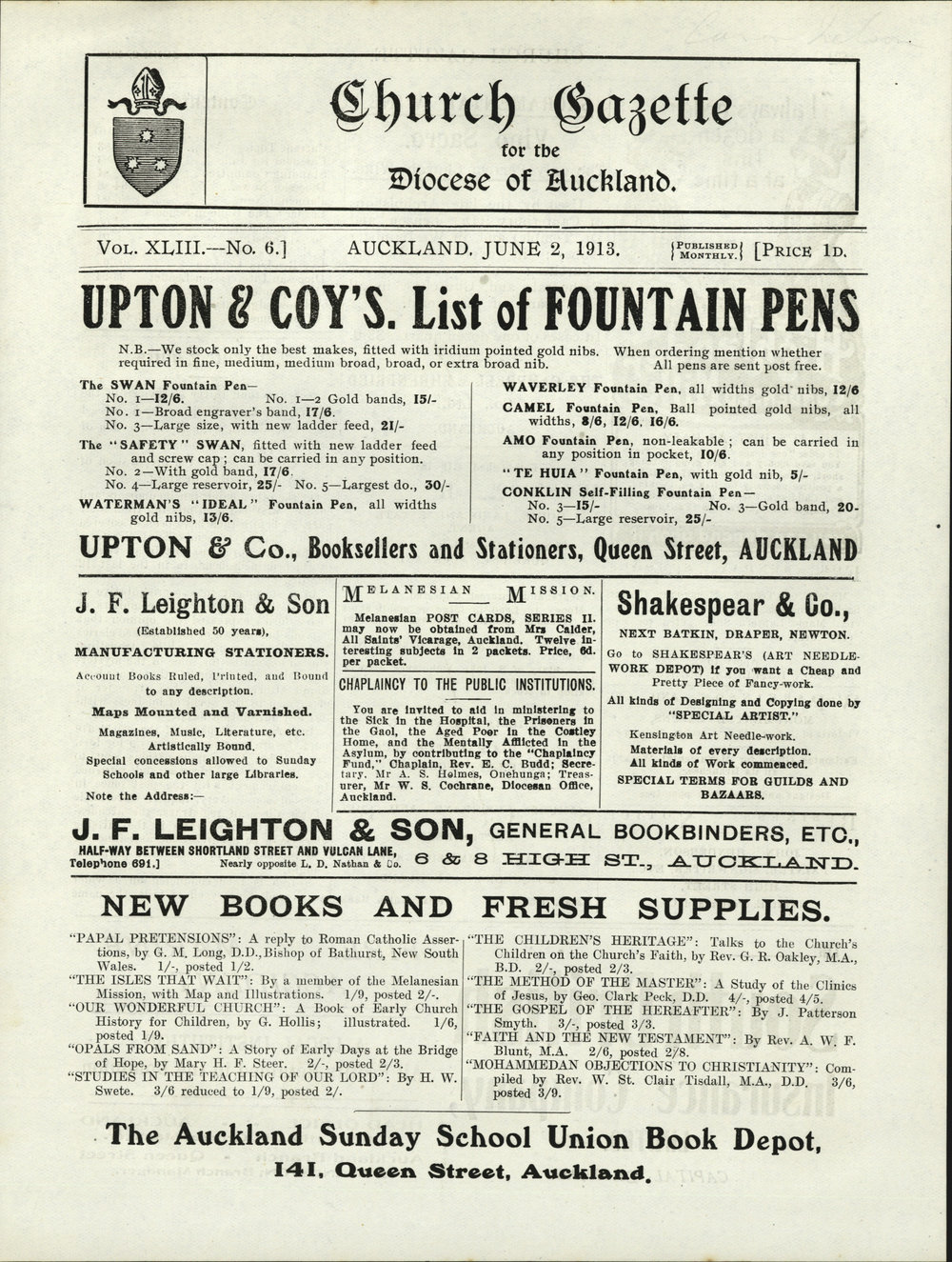 Church Gazette, Auckland: June 1913