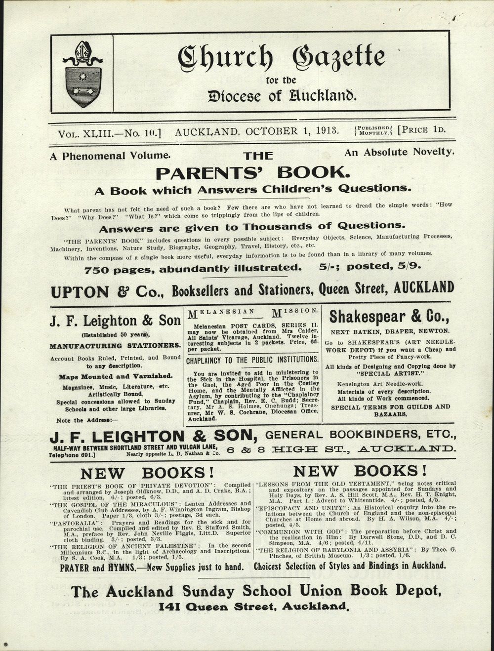 Church Gazette, Auckland: October 1913