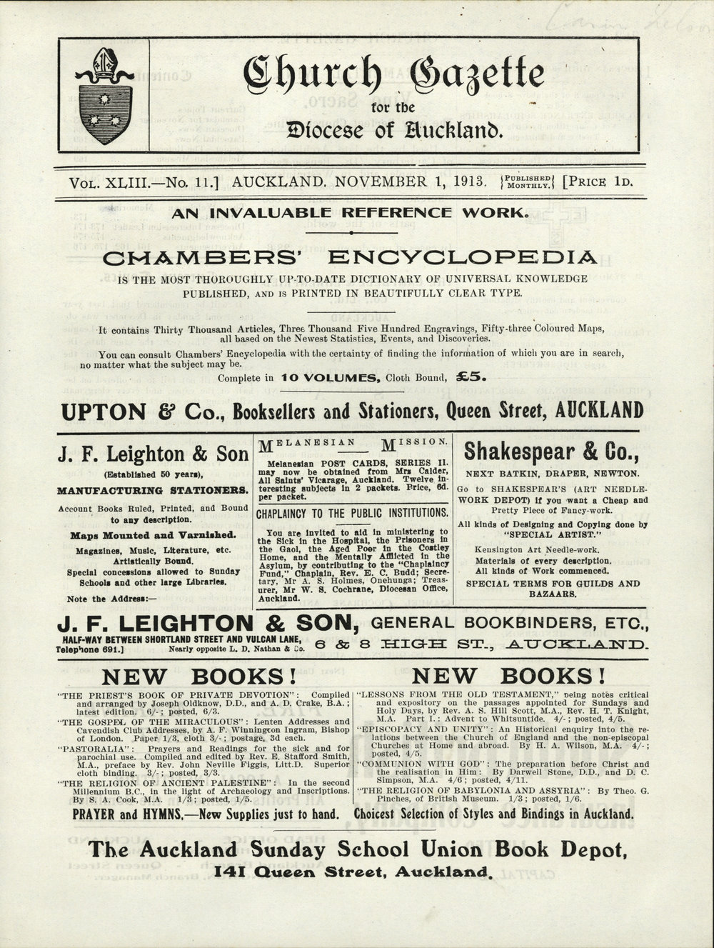 Church Gazette, Auckland: November 1913