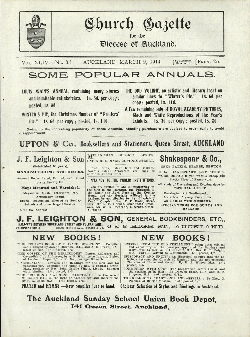 Church Gazette, Auckland: March 1914