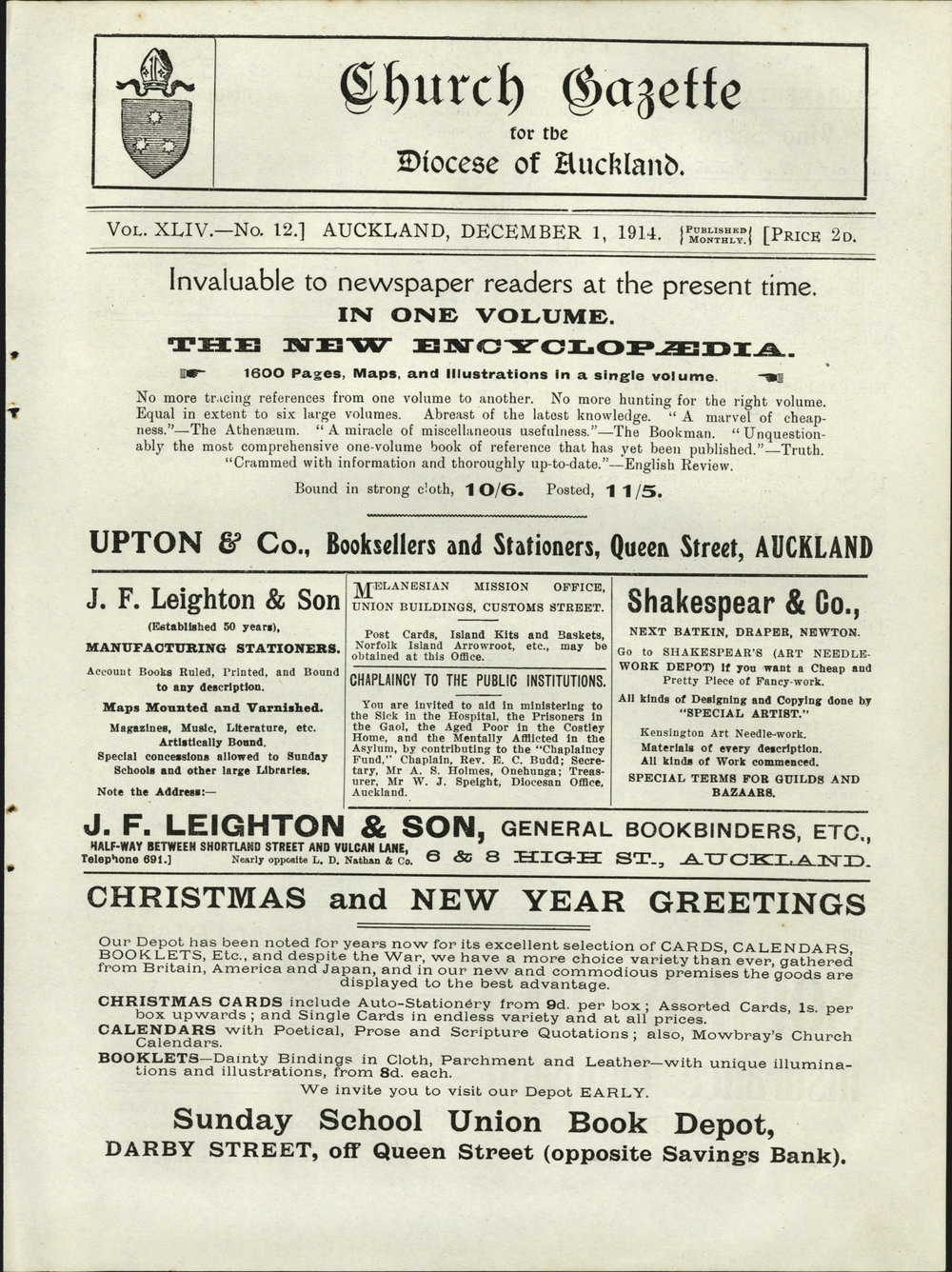 Church Gazette, Auckland: December 1914