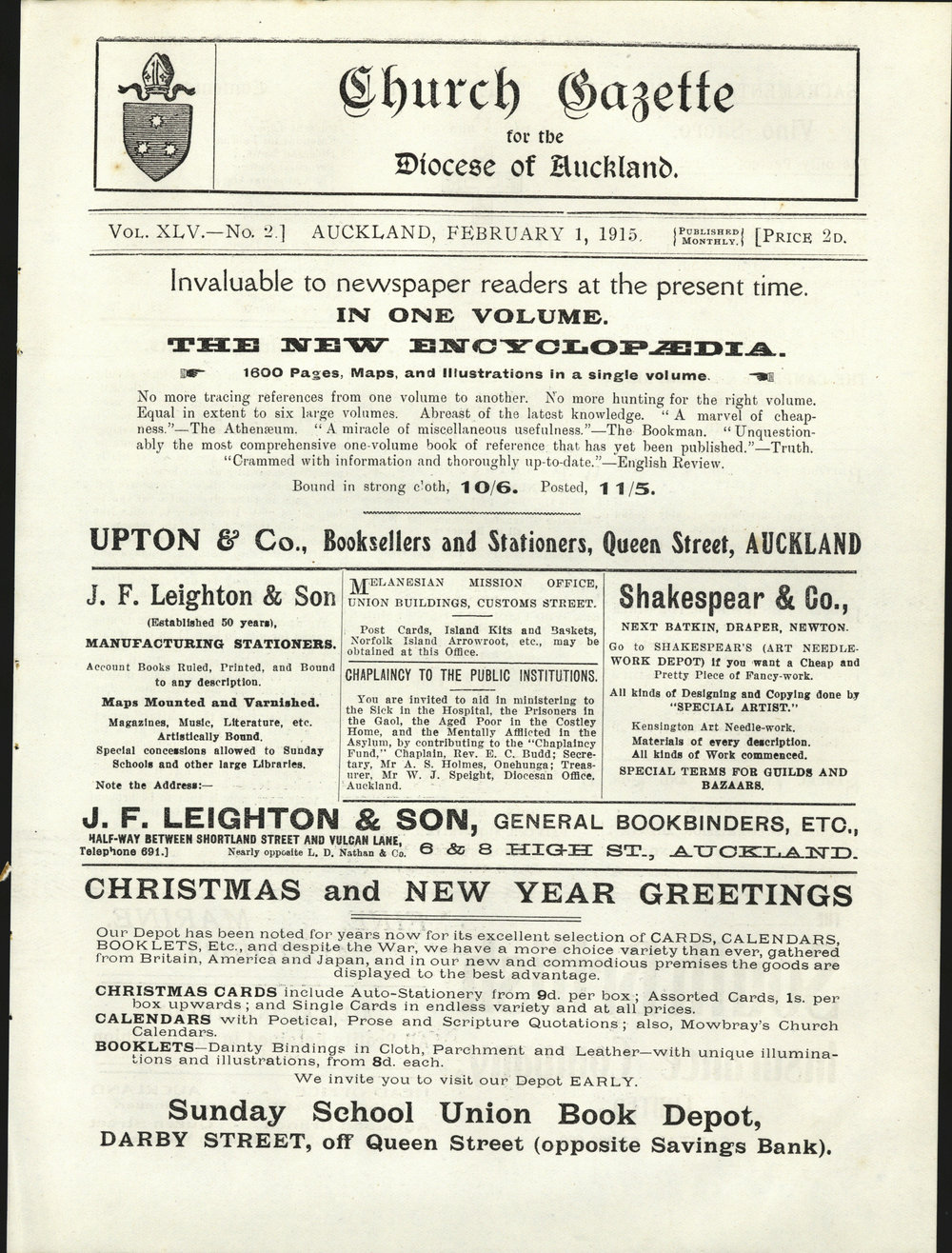 Church Gazette, Auckland: February 1915