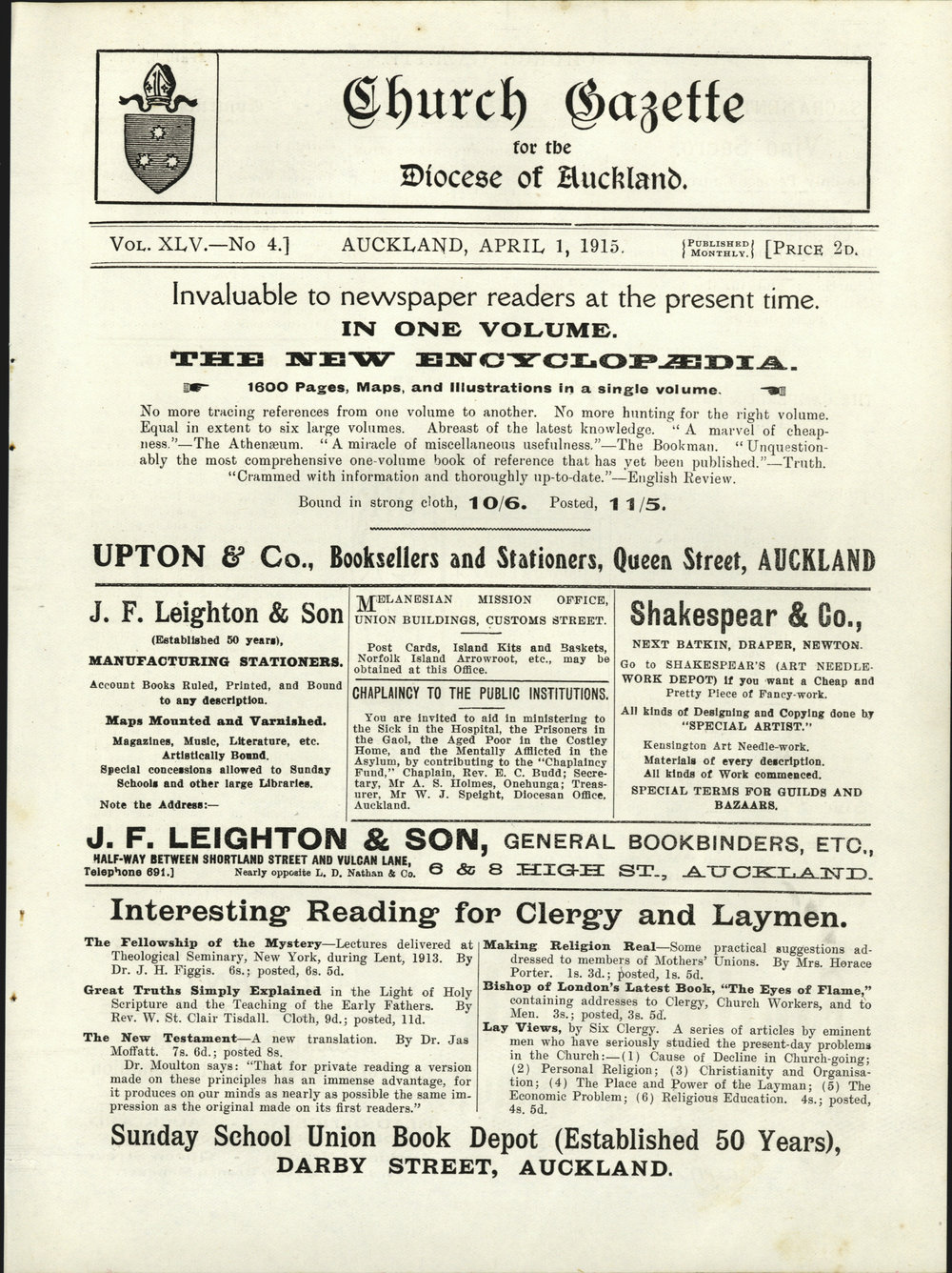 Church Gazette, Auckland: April 1915