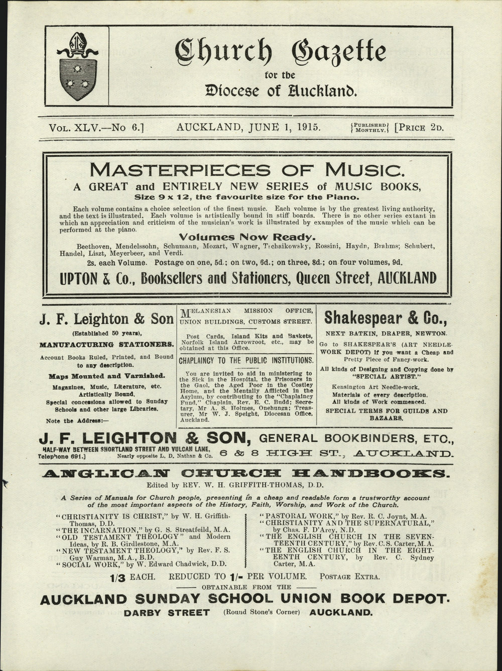 Church Gazette, Auckland: June 1915