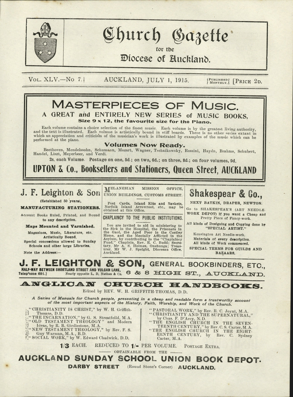 Church Gazette, Auckland: July 1915