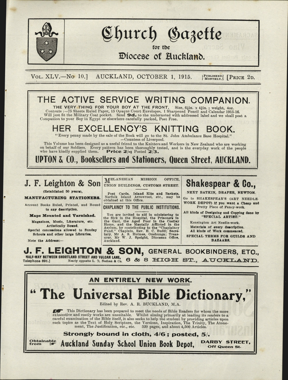 Church Gazette, Auckland: October 1915