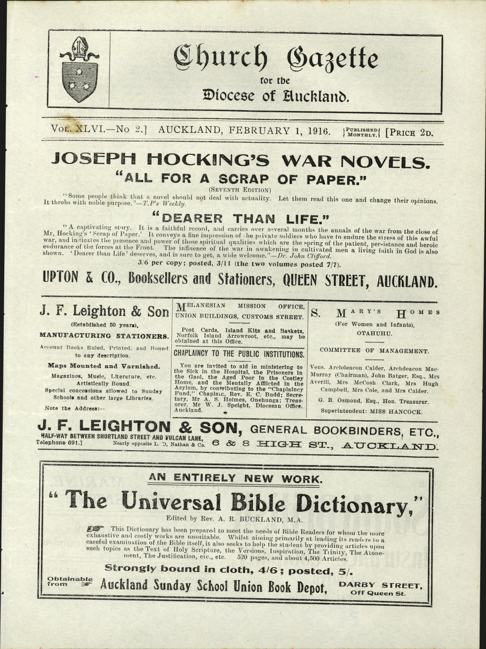 Church Gazette, Auckland: February 1916