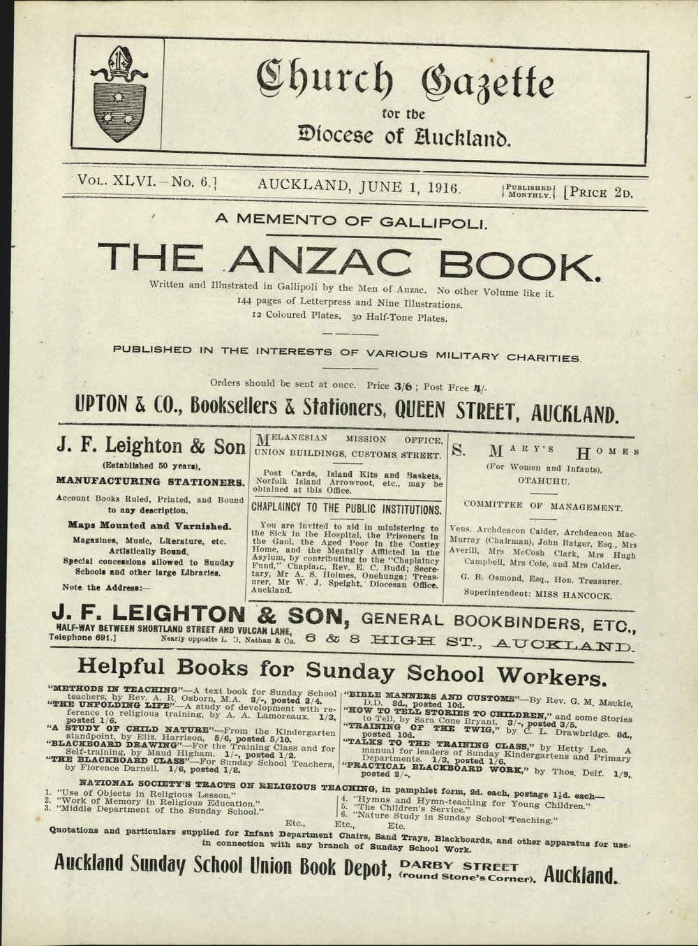 Church Gazette, Auckland: June 1916