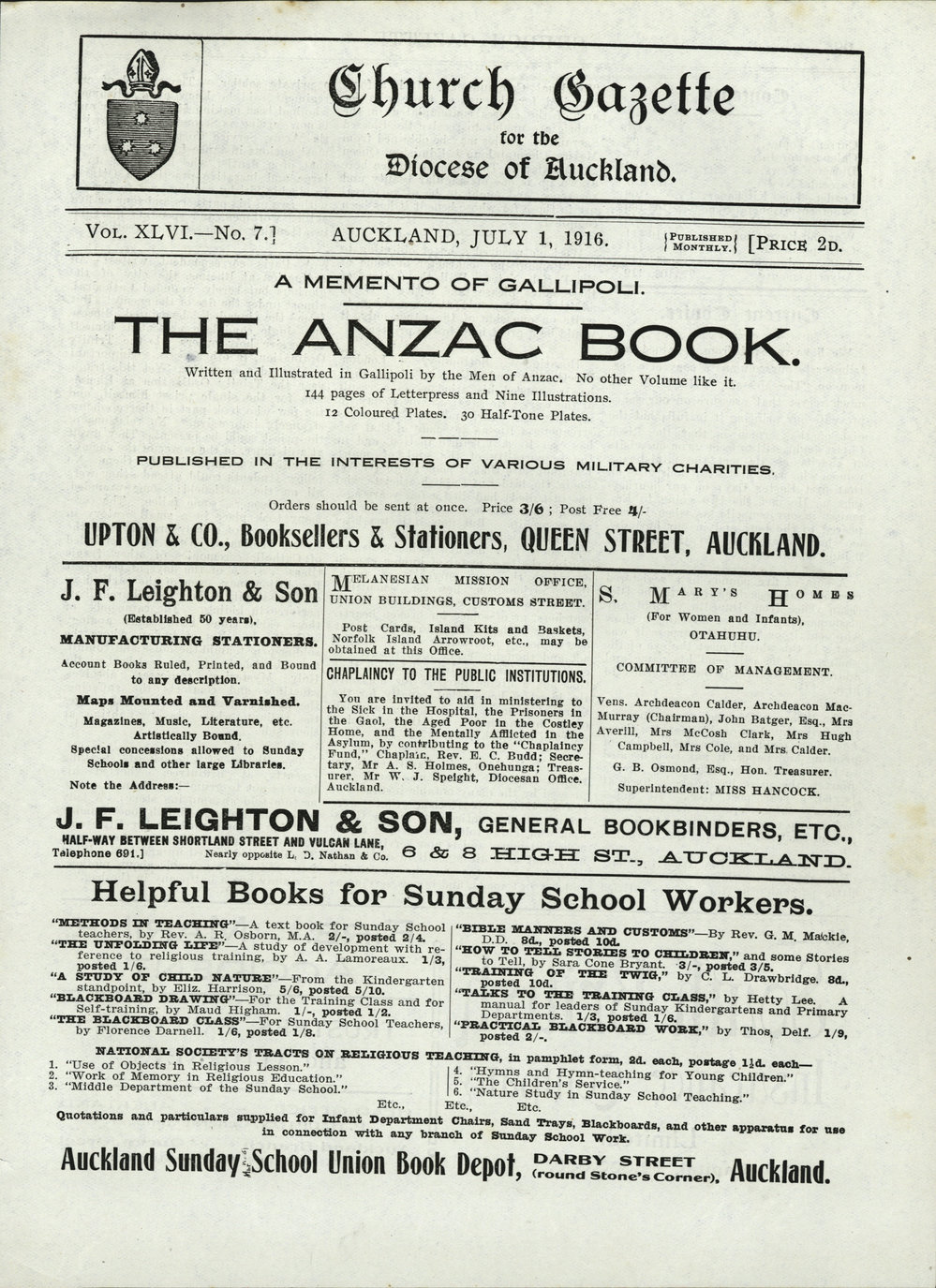 Church Gazette, Auckland: July 1916
