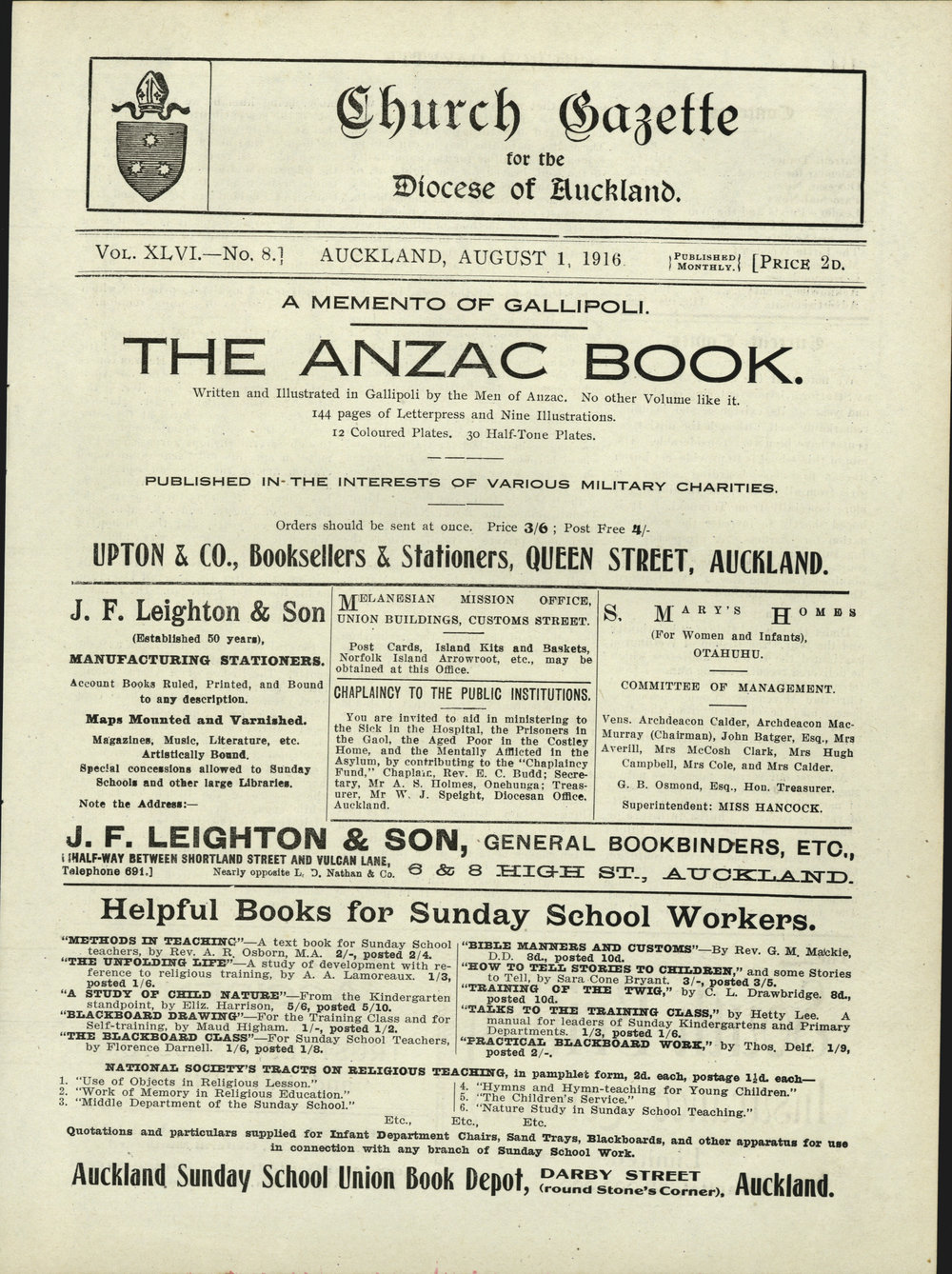 Church Gazette, Auckland: August 1916