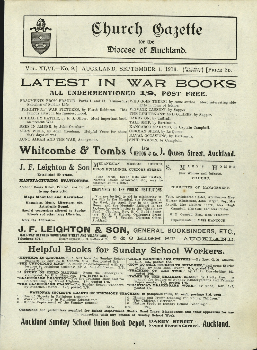 Church Gazette, Auckland: September 1916