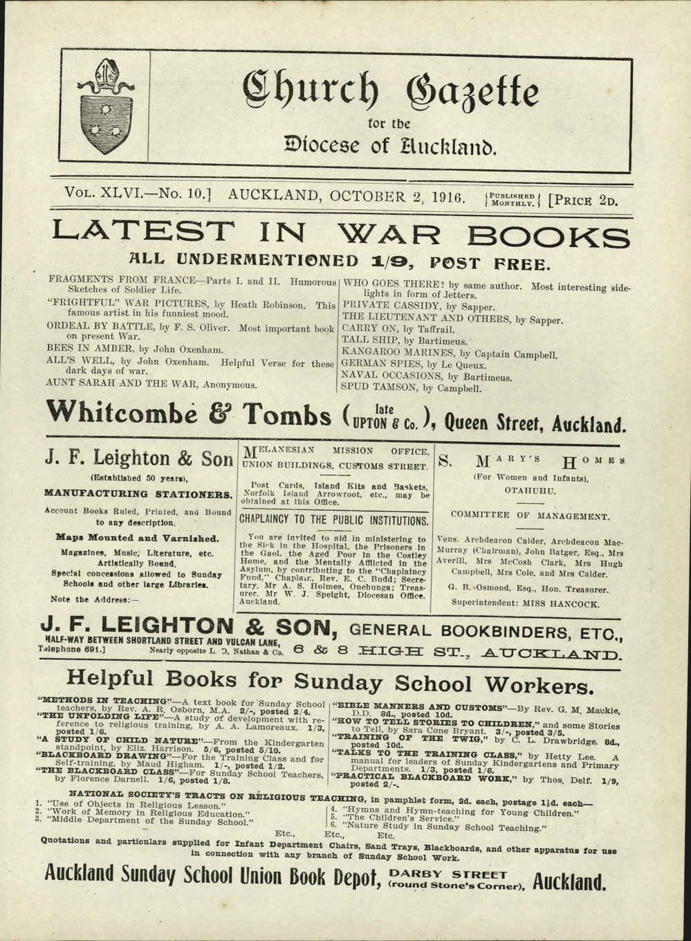 Church Gazette, Auckland: October 1916