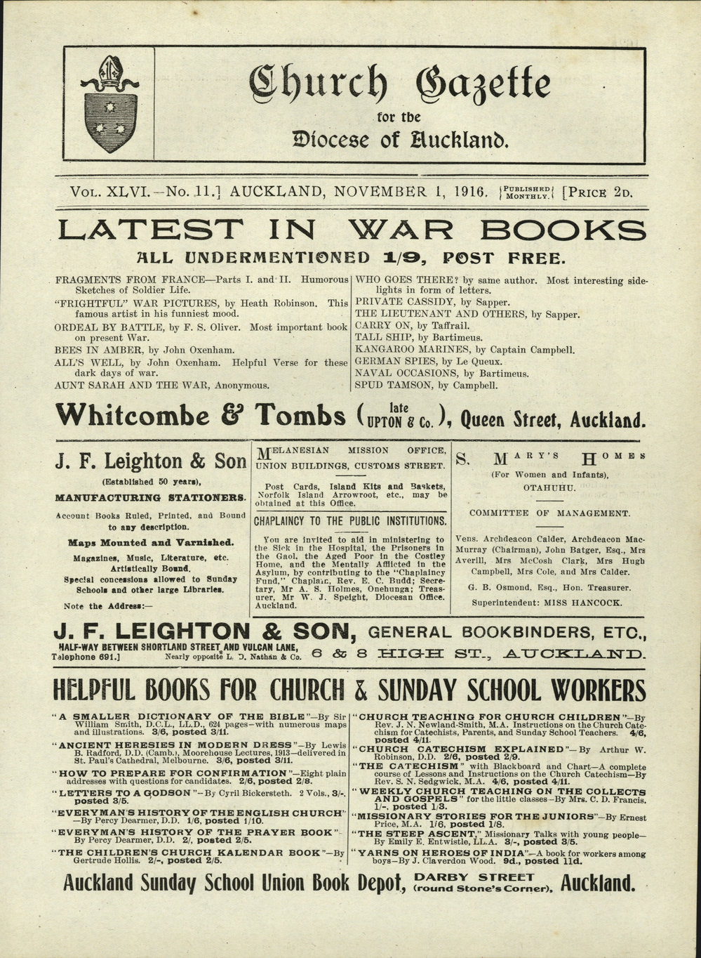 Church Gazette, Auckland: November 1916