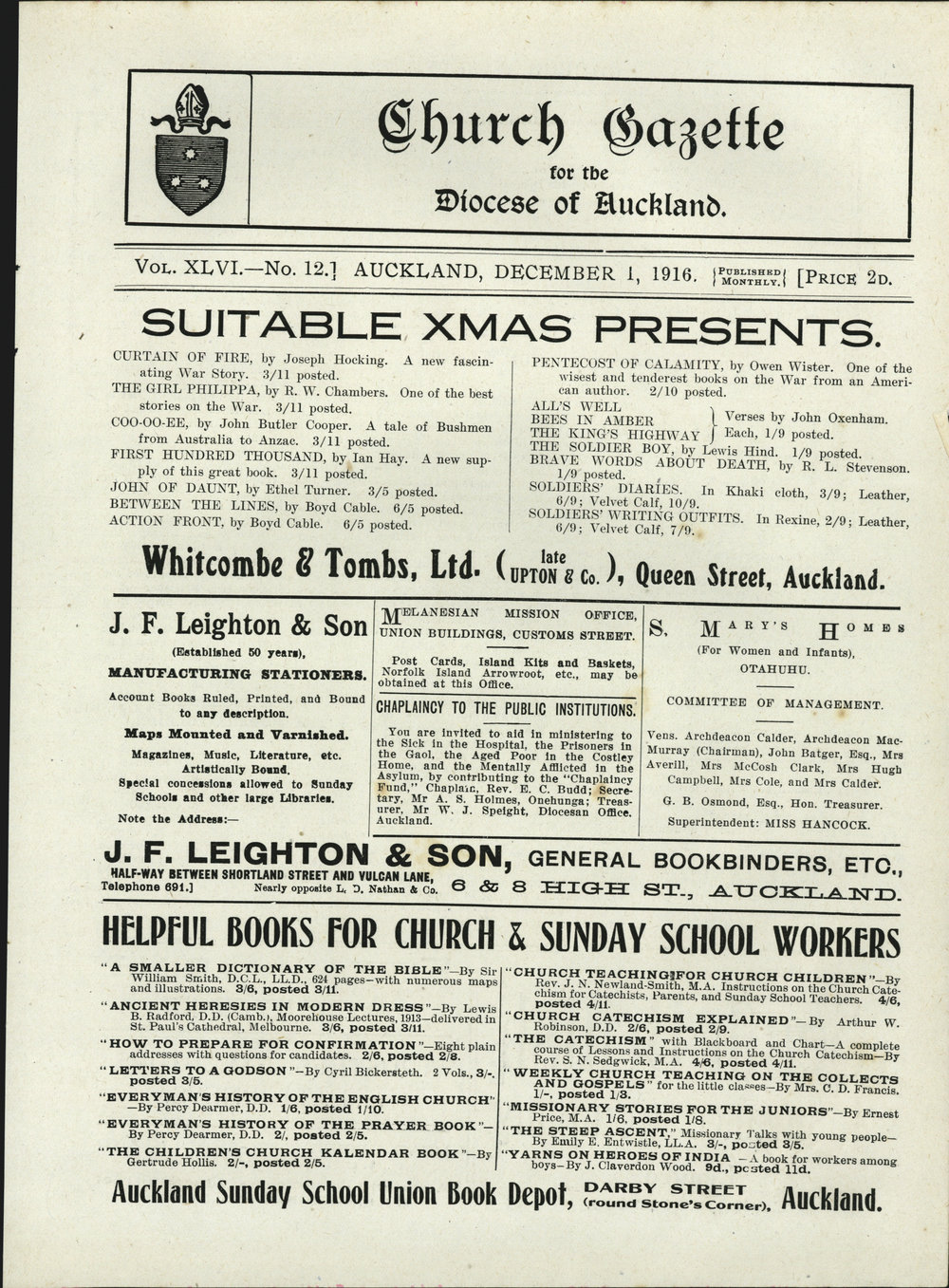 Church Gazette, Auckland: December 1916