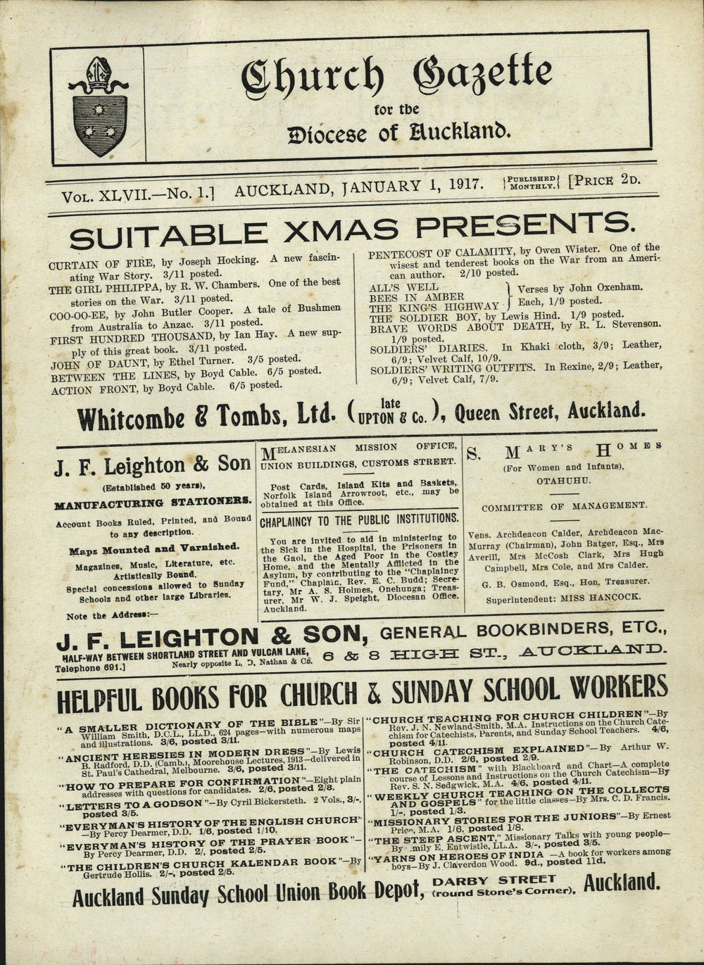 Church Gazette, Auckland: January 1917