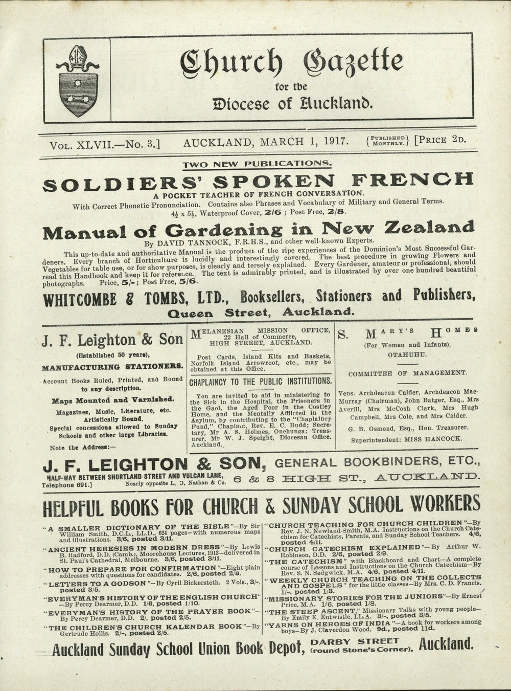 Church Gazette, Auckland: March 1917