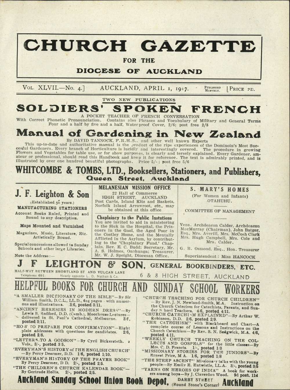 Church Gazette, Auckland: April 1917