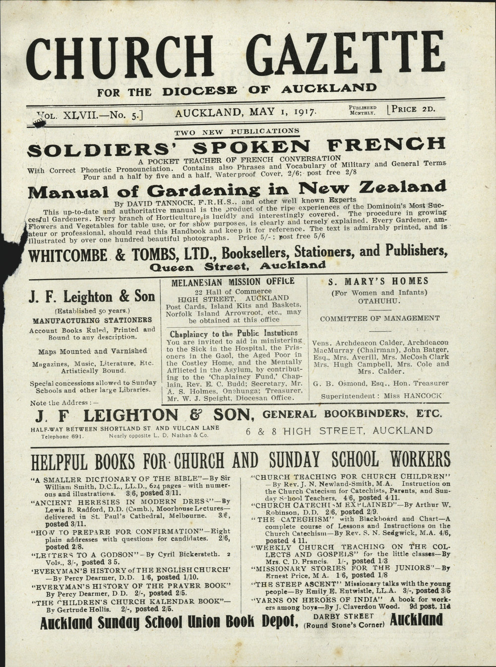 Church Gazette, Auckland: May 1917