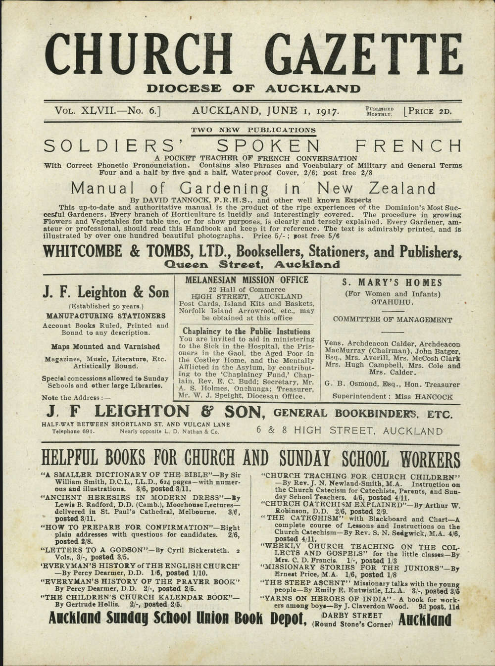 Church Gazette, Auckland: June 1917