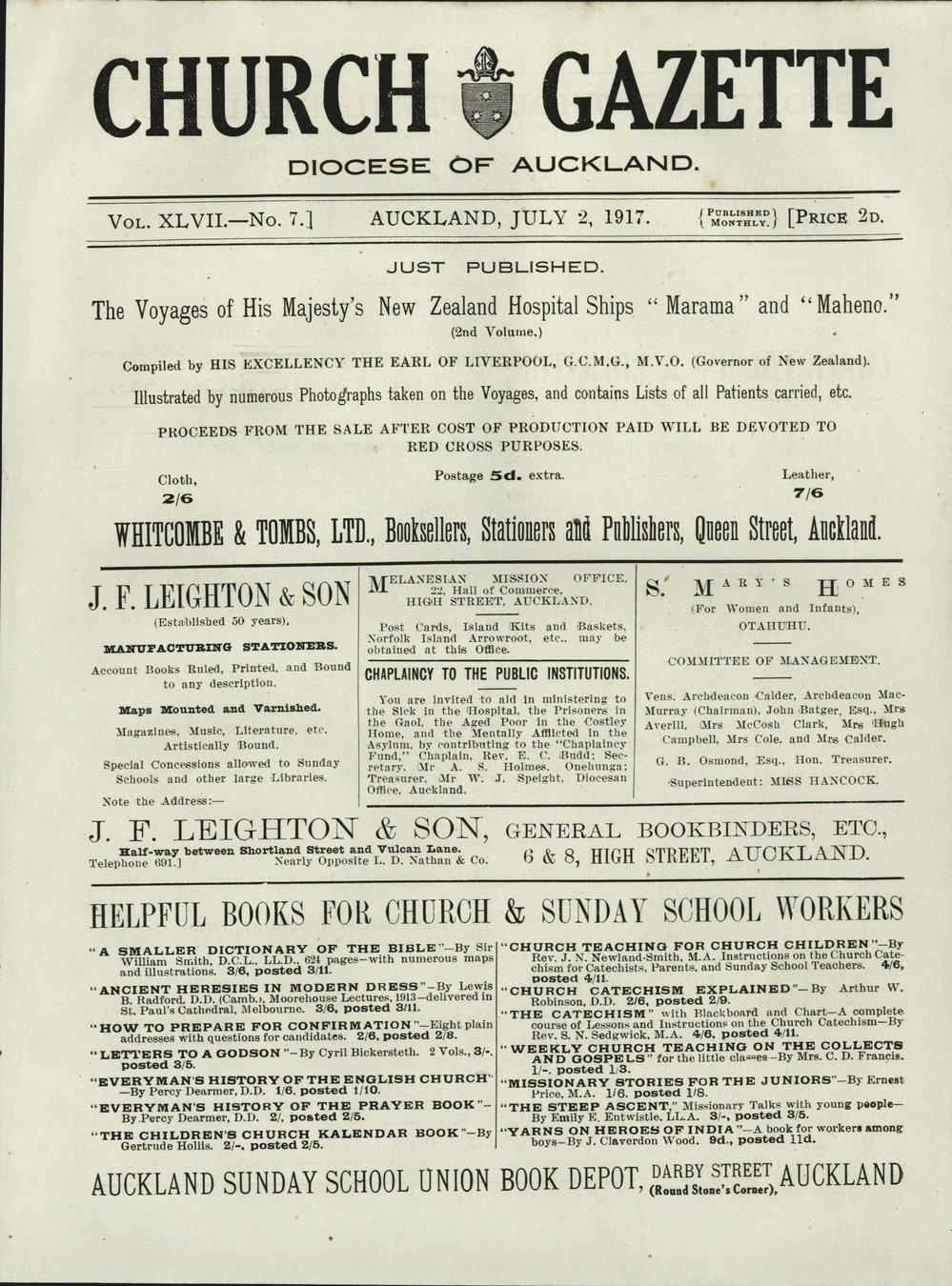 Church Gazette, Auckland: July 1917