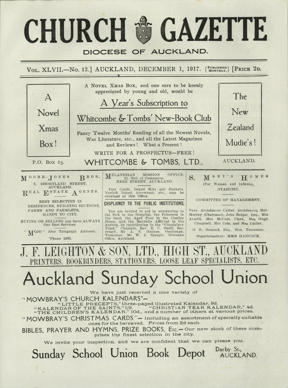 Church Gazette, Auckland: December 1917