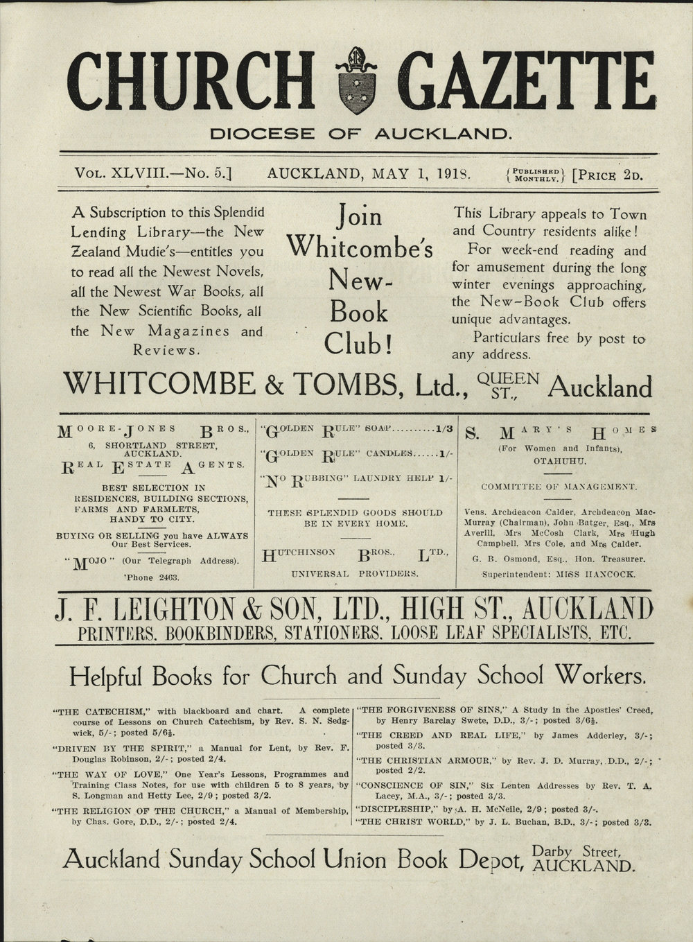 Church Gazette, Auckland: May 1918