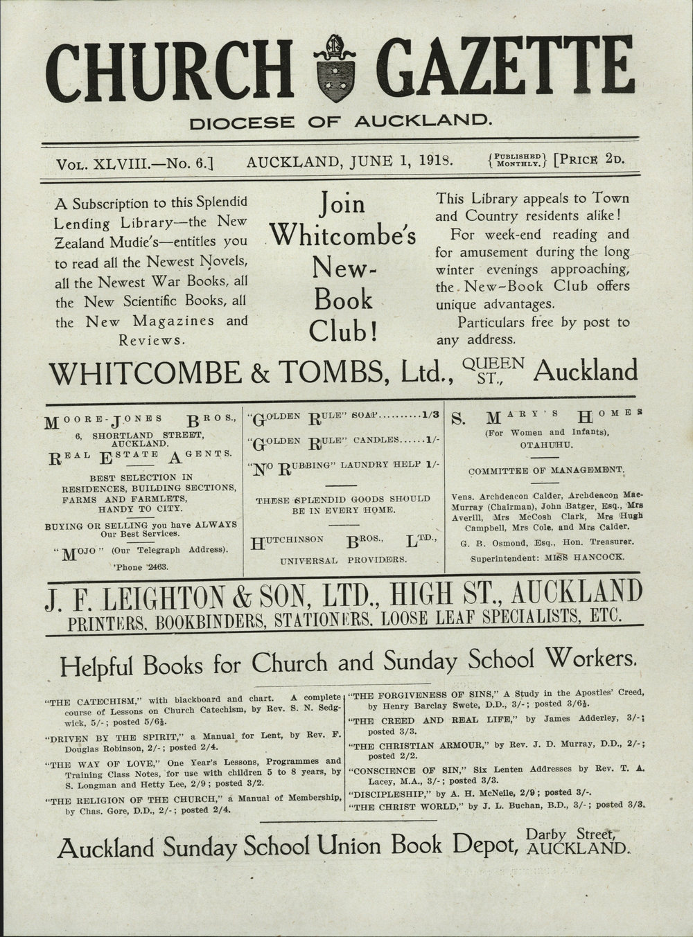 Church Gazette, Auckland: June 1918